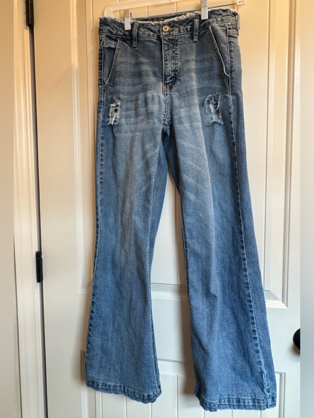 KanCan Light Blue Distressed wide leg Jeans